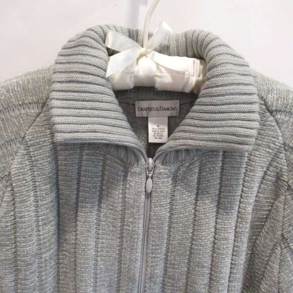 Draper's & Damon's gray zip front long sleeve cardigan sweater *Sz M* - Picture 2 of 5